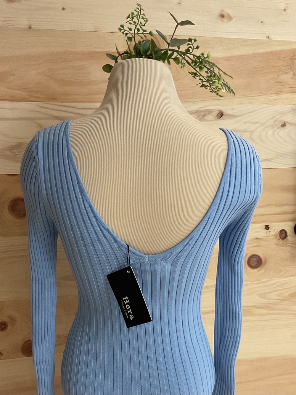 Pinkblush Light Blue Ribbed V-Neck Sweater - Picture 6 of 10